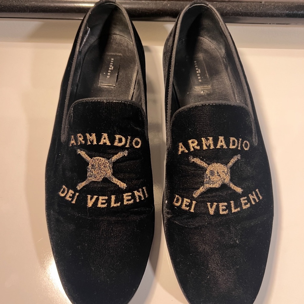 John Richmond Made in Italy Black Velvet Loafers